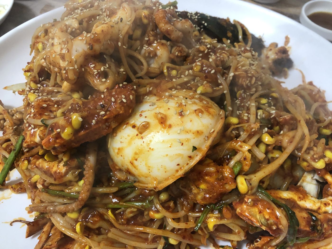 Haemul-jjim (Spicy Braised Seafood with Bean Sprouts)