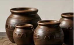 Dark earthenware onggi fermentation jars
